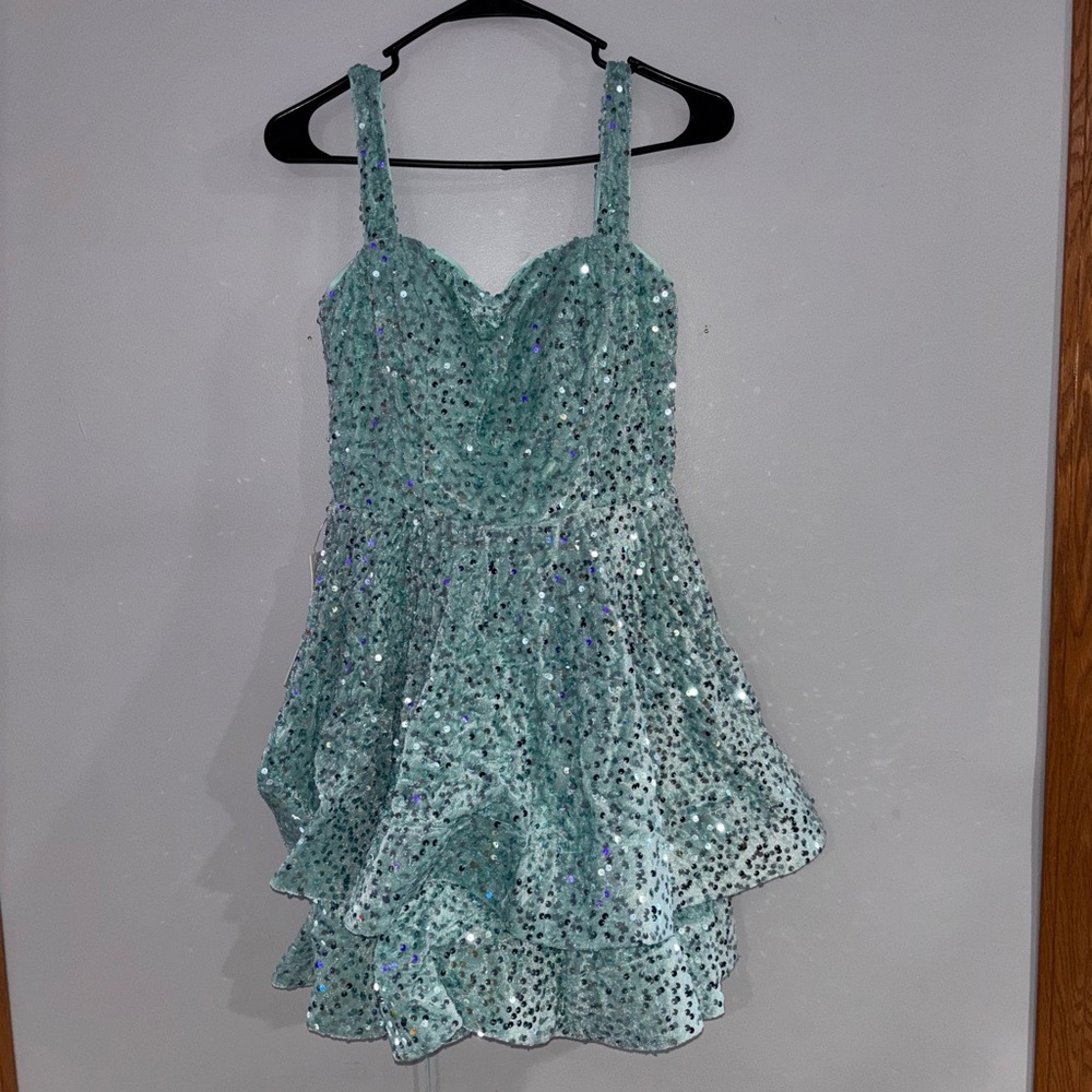 Sparkling Mint Sequin Girls' Party Dress